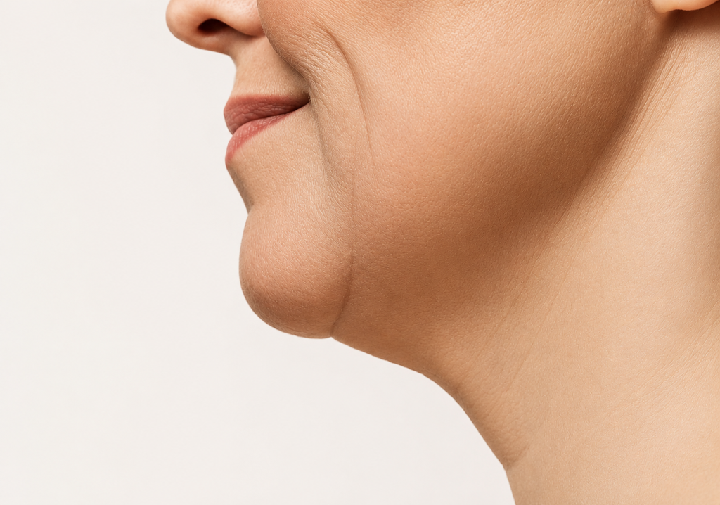 Why does the jawline disappear with age?