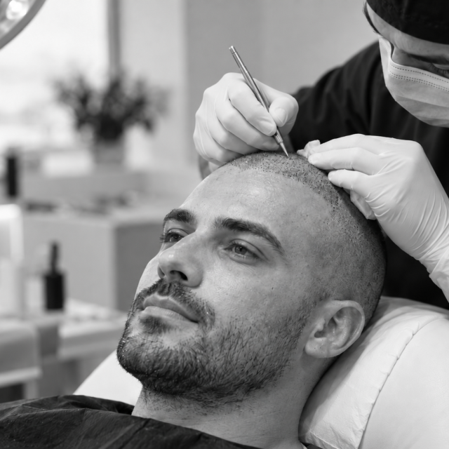 Hair Transplant banner black and white